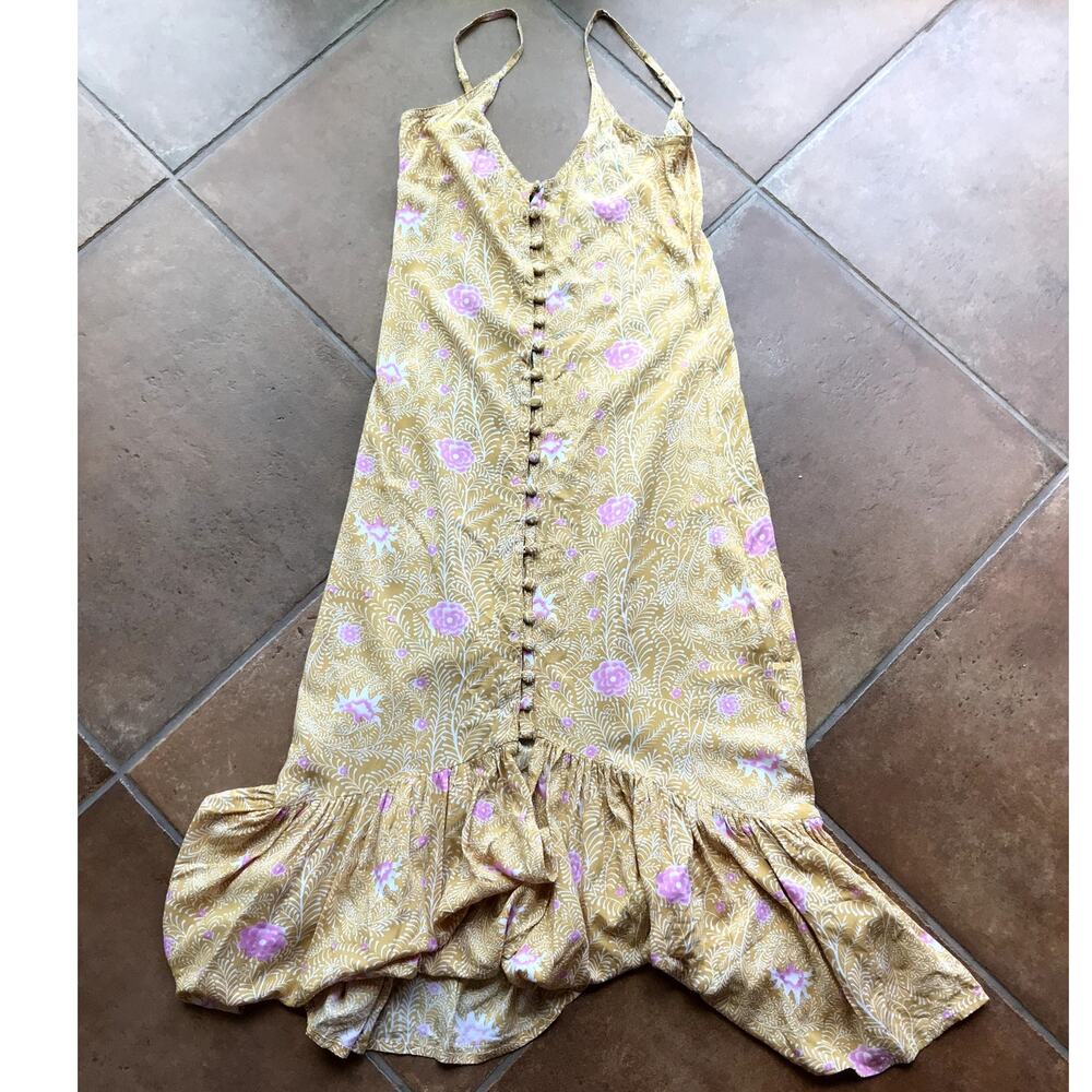 Beachgold Button Down Sundress with Ruffled Hem-Has Sml Ink Spots-size XS - Picture 11 of 11